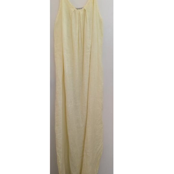 Terzo Millennio Women's Large Pale Yellow Linen Maxi Dress Resortwear - Picture 2 of 5